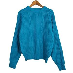 Vintage 90s HIgh Sierra Crewneck Dad Sweater Teal Long Sleeve - M